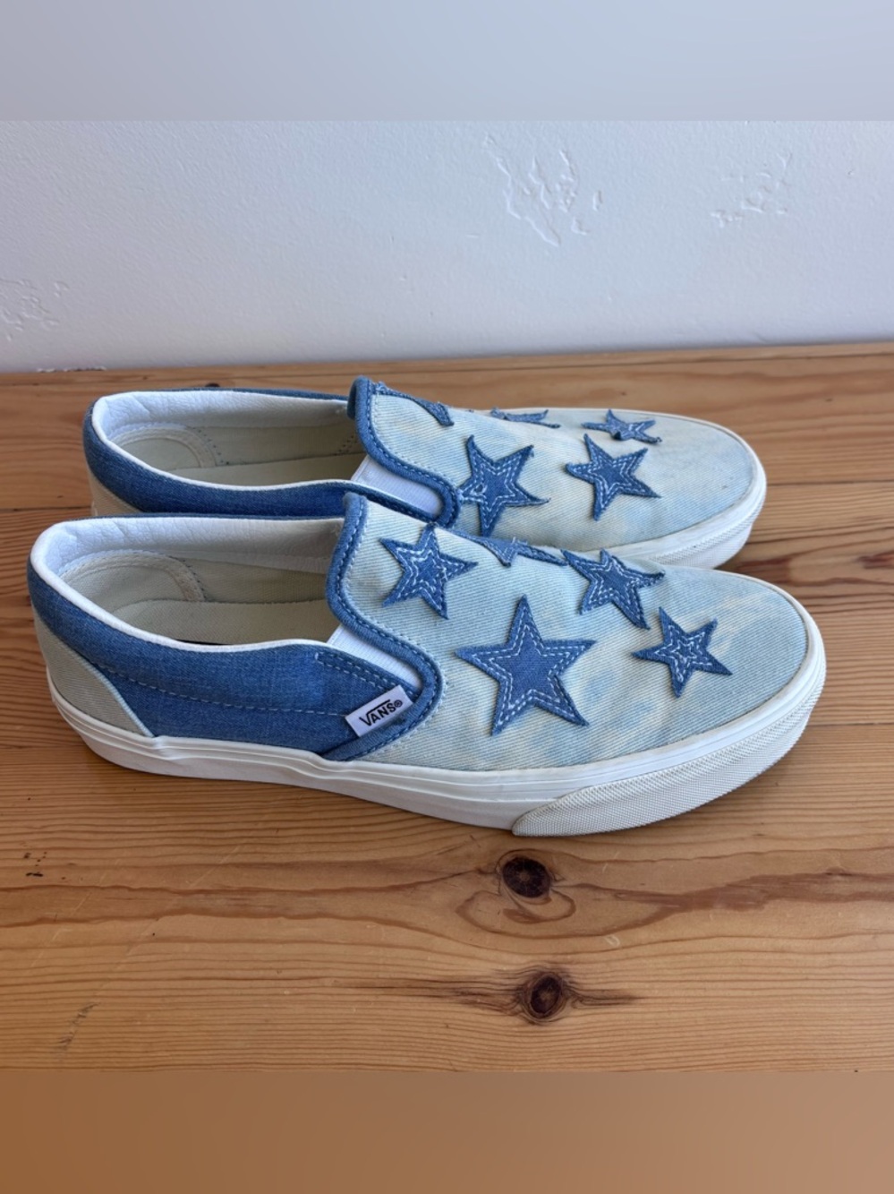 Star denim slip on vans women’s Sz 9.5 men’s 8 -worn once